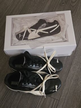 Puma Black Leather Sneakers with White Formstrip